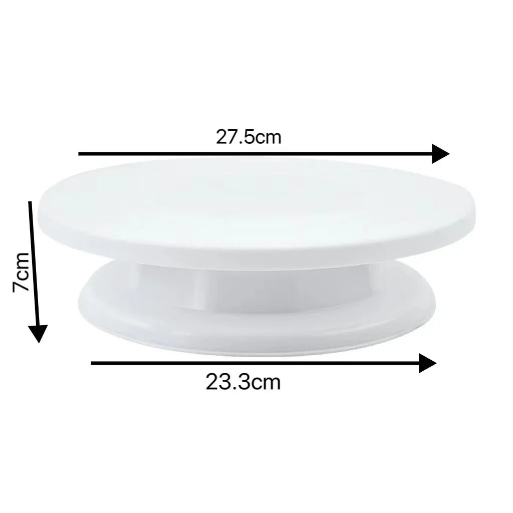 tourne gâteau moderne plateau plastique rose bleu violet blanc pâte décoration cake stand rotating