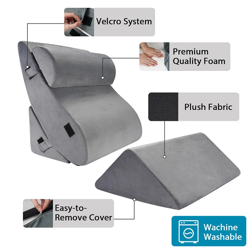 coussins forme cale gris doux mousse mémoire forme couchette ergonomique contemporain adjustable lit