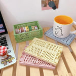 paniers rangement pliables moderne rose bleu beige vert cosmétiques papeterie étudiant