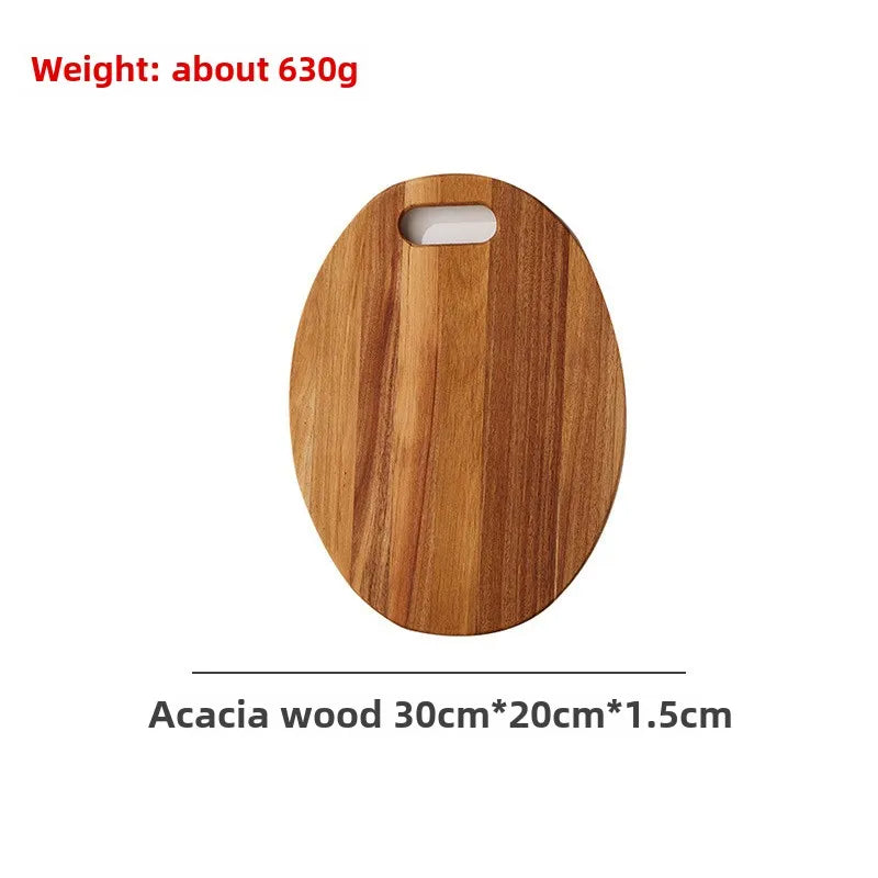 planche découper bois marron grain naturel moderne rustique poignée anneau double face respectueuse environnement