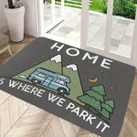 tapis sol antidérapant résistant gris montagnes camping car extérieur moderne
