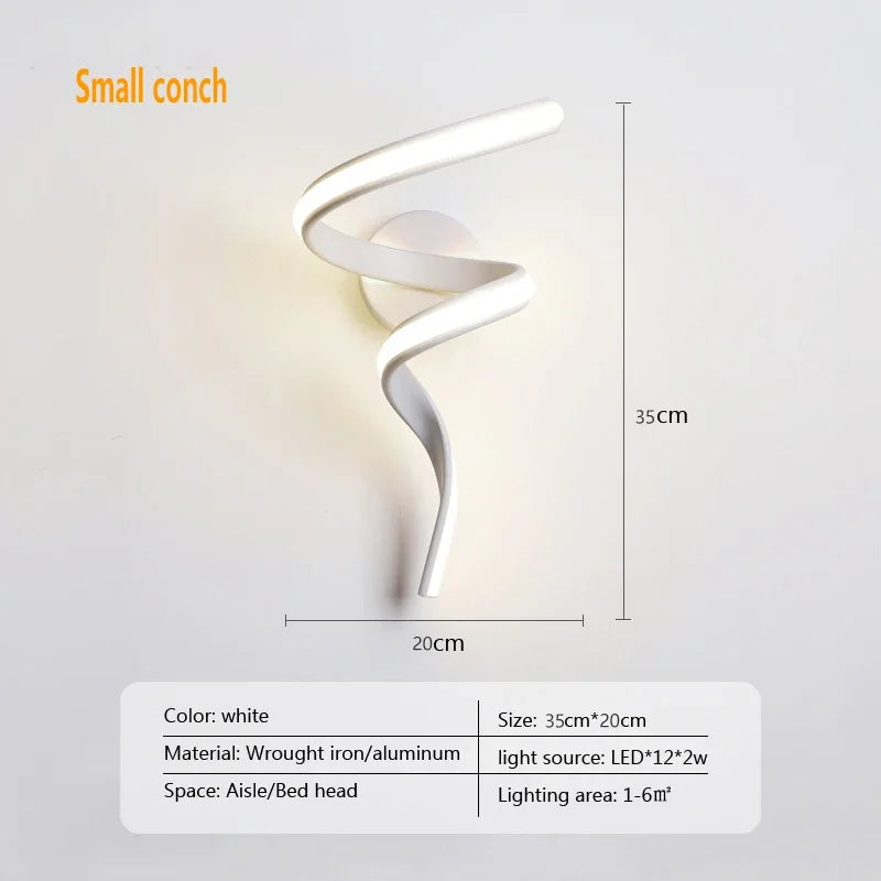 lampe murale moderne spirale blanc adhésif éclairage quotidien led rechargeable flux lumineux
