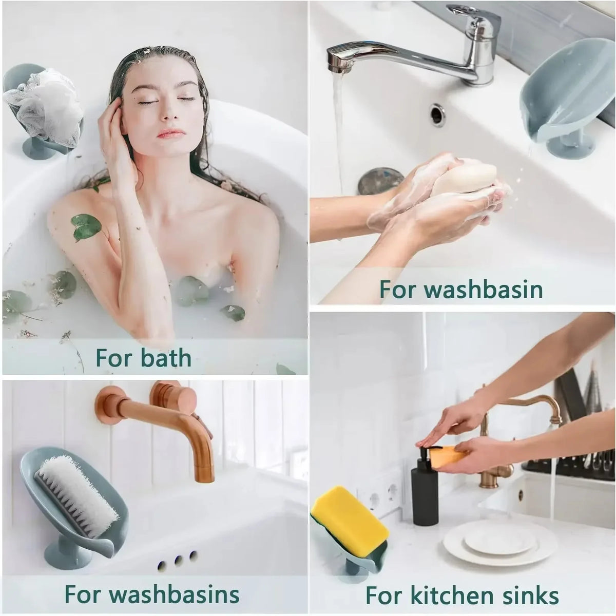 support savon gris rose moderne ventouse salle bain plat lisse opaqué sans perçage