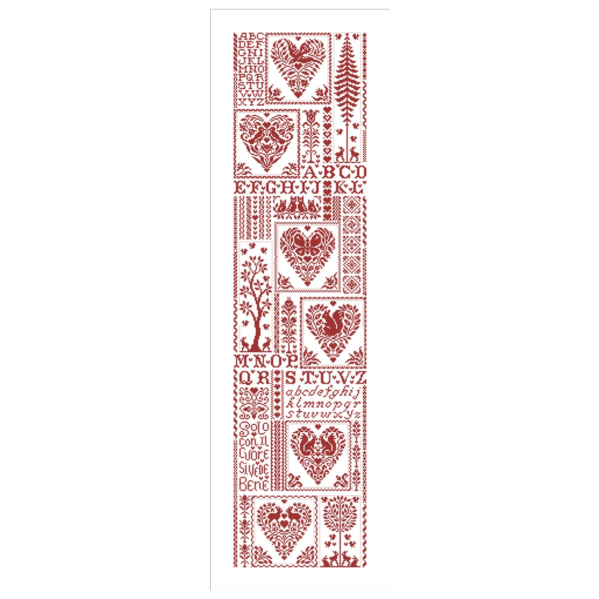 broderie points croix coton rouge bleu blanc coeurs lettres arbres floral traditionnel artisanal