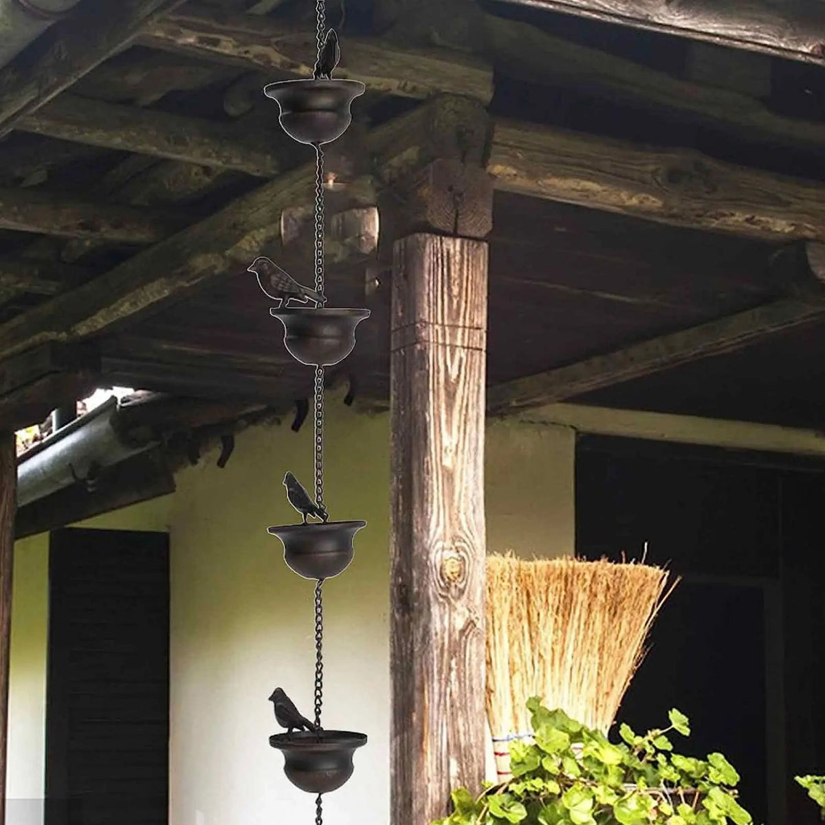 guirlande décorative oiseaux coupes métal rustique 240cm suspension extérieure jardin traditionnel