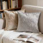 housse coussin velours carré or gris moderne élégante lit salon voiture 45x45cm