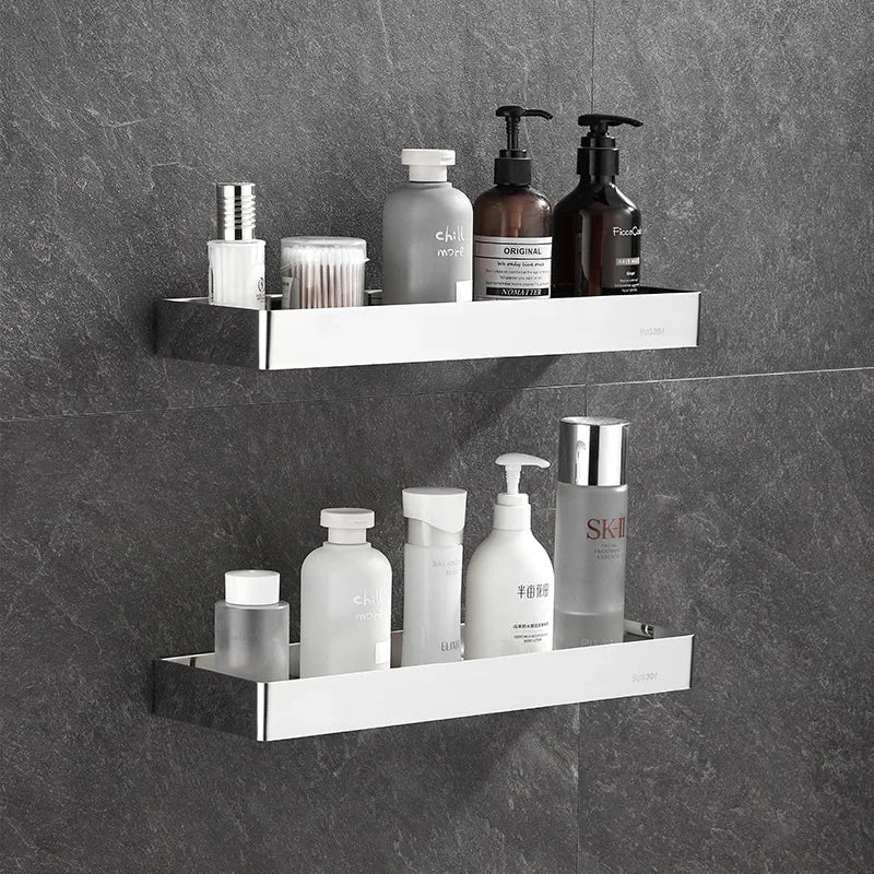 étagères murales salle bain acier inoxydable moderne adhésif bouteilles cosmétiques bouteilles condiments cuillères brosse