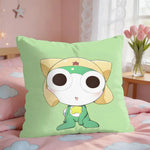 housse coussin carré imprimé animaux mignons dessin animé keroro gunsou cœur vert jaune rouge