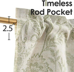 rideaux tier motif floral vert olive semi transparent rustique chambre maison