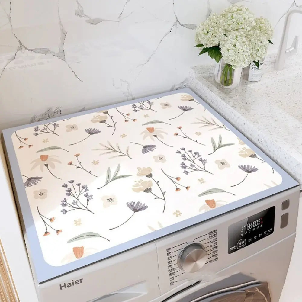 protège lave linge adhésif motif floral moderne gris noir beige vert bleu