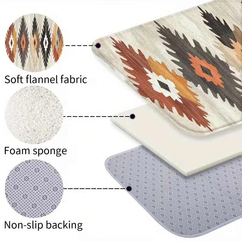 tapis bohème aztèque antidérapant intérieur extérieur beige marron orange gris noir moderne ethnique