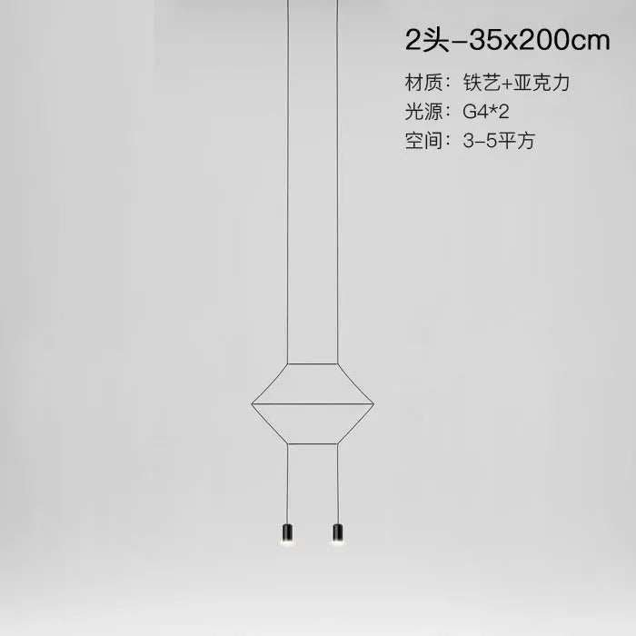 suspension lumineuse moderne fer noir structure géométrique interrupteur bouton éclairage intérieur minimaliste