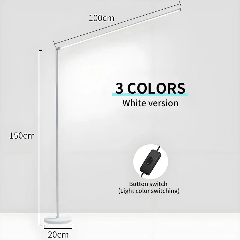lampe sol moderne 150cm noir blanc led télécommande étude chambre salon