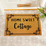 tapis d'entrée orange lettres noires motif floral résistant antidérapant intérieur extérieur