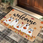 tapis d'entrée halloween citrouille fantôme décor maison orange noir tapis sol antidérapant