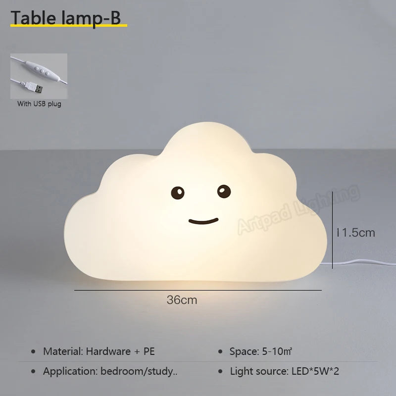 nuages lumineux nuageux éclairage mural enfantin moderne LED blanc jaune bleu rose