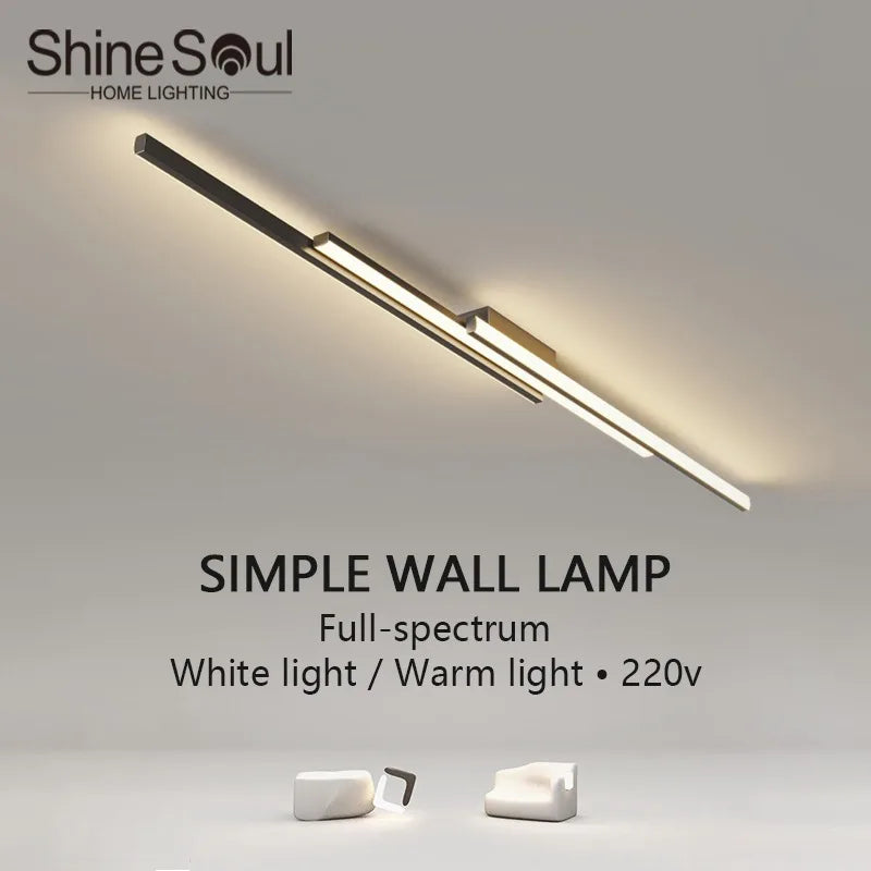 lampe murale moderne noir led dimmable télécommande minimaliste éclairage quotidien 120cm 100cm 80cm