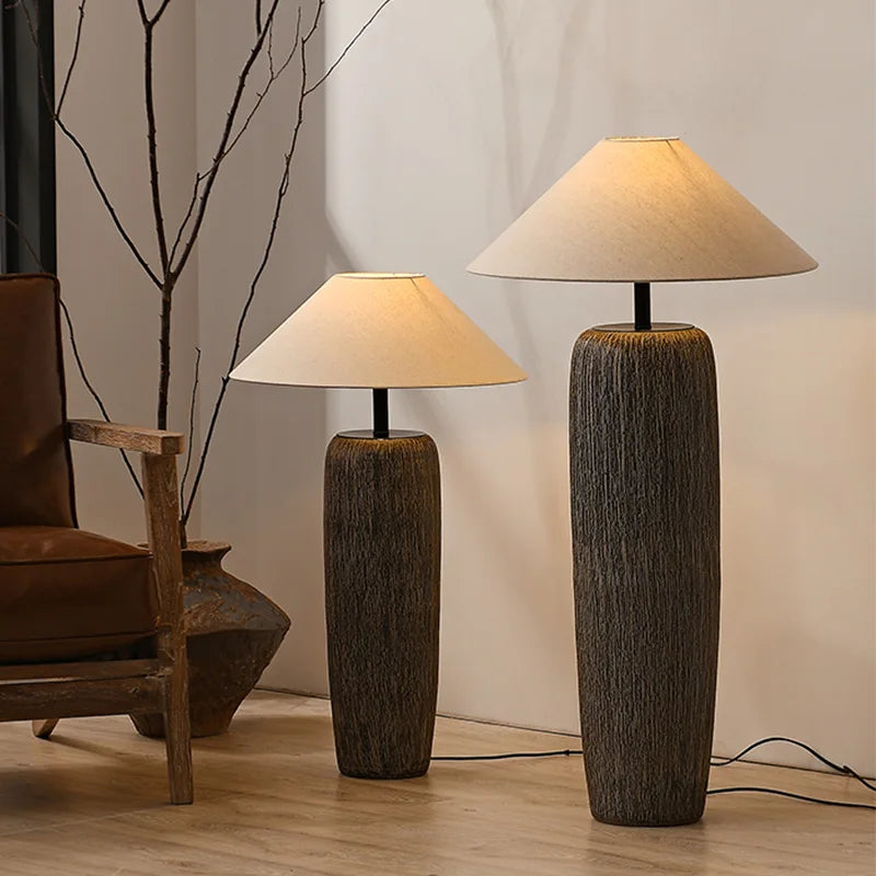 lampe table bois marron abat jour beige led éclairage intérieur haute qualité française