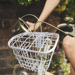 panier vélo noir blanc gris maille métallique moderne clips fixation poignée extra large