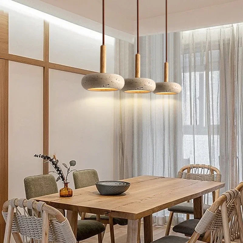 suspension lumineuse pierre moderne 6000K 4000K 3000K beige claire granuleuse salon chambre