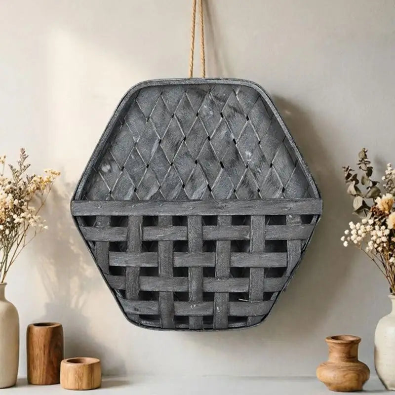 panier tressé suspension murale fleurs plantes séchées rustique bohème champêtreversible crochet