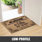 tapis d'entrée marron noir motifs floraux pentagramme anti dérapant vintage