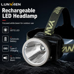 lampe frontale rechargeable led noire argentée ipx4 5200mah type modernisée adjustable