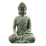 statues bouddha pierre zen minimaliste figurines assises accroupies table bois
