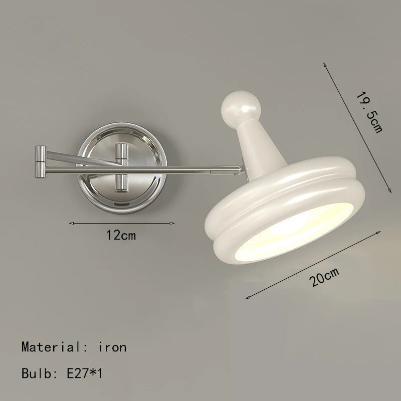 lampe murale led moderne rétractable rotative fer blanc chambre cuisine salle bain