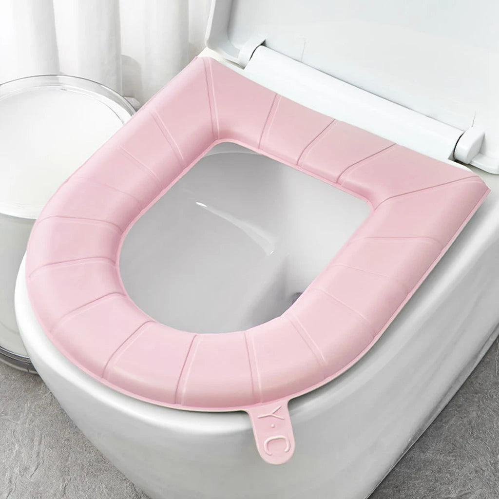 coussin toilette rose clair vert pastel gris clair texture cuir moderne clips fixations confortables