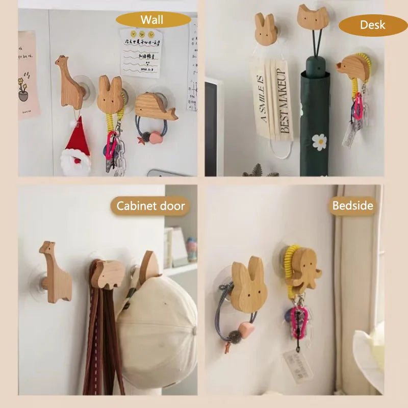 porte clés mural animal bois naturel minimaliste adhésif vis simple modernité chambre enfantDecorationMurale