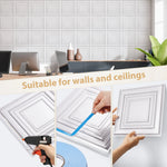 panneau mural 3D blanc relief moderne adhésif salon chambre enfant mariage carré classique PVC