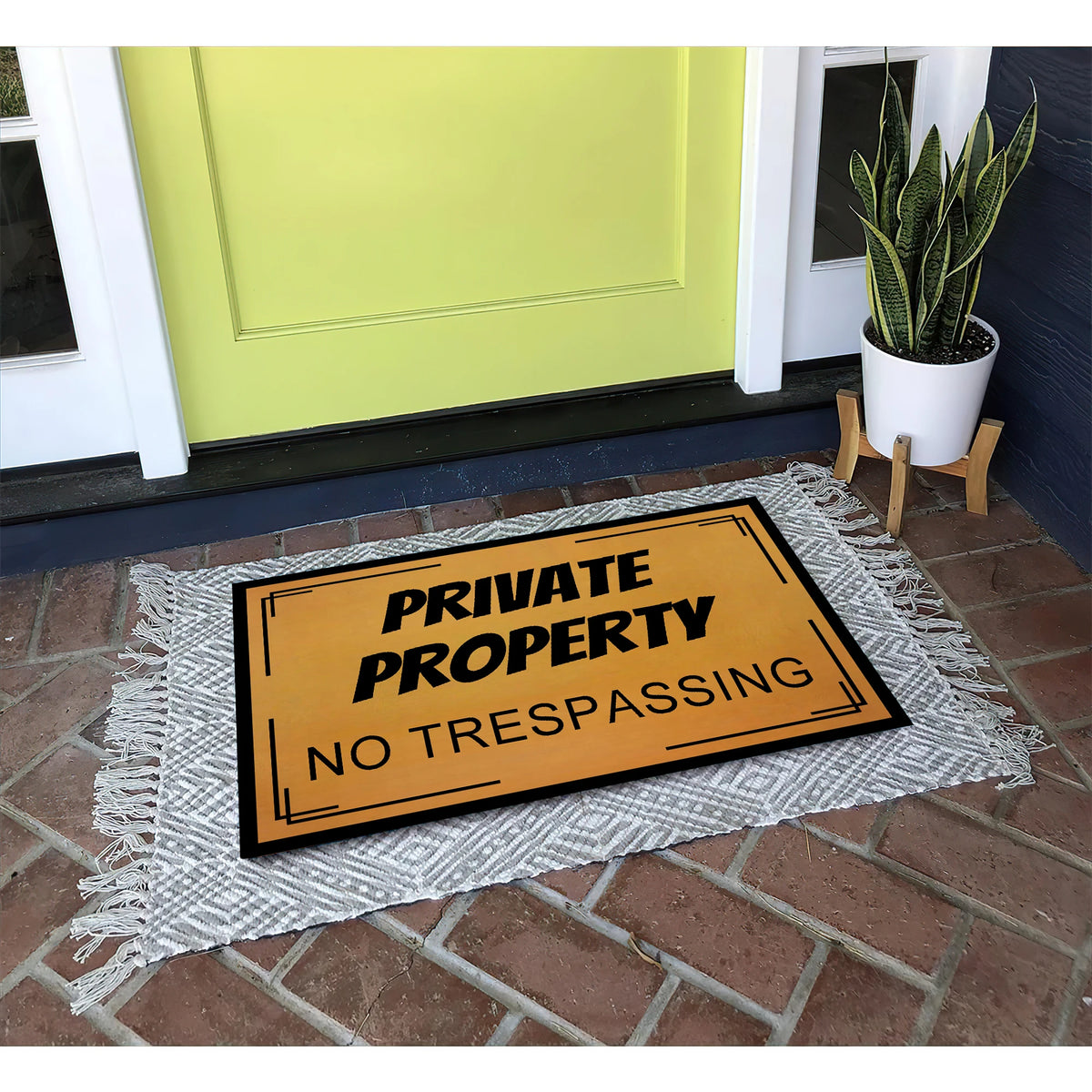tapis bienvenue extérieur imperméable antidérapant résistant antibactéries rectangulaire texte imprimé orange foncé noir classique