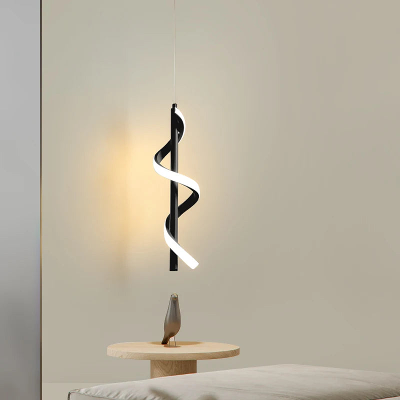 Suspension lumineuse moderne spirale noire blanche ajustable 100 150cm salon chambre