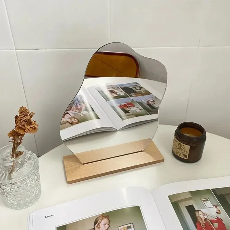 miroir transparent moderne support bois miroir maquillage chambre vanity deco beauté erotique