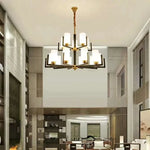 Suspension lumineuse or noir verres opalescents contemporains fer assemblage semi encastré led