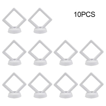 support présentation bijoux rond transparent socle plat noir blanc cadre exposition bague collier moderne