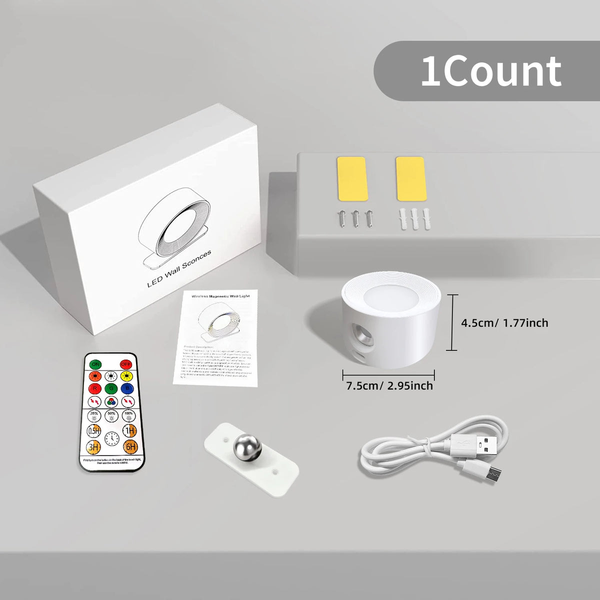 lampes murales led noir moderne minimaliste modes couleur télécommande rechargeable tactile