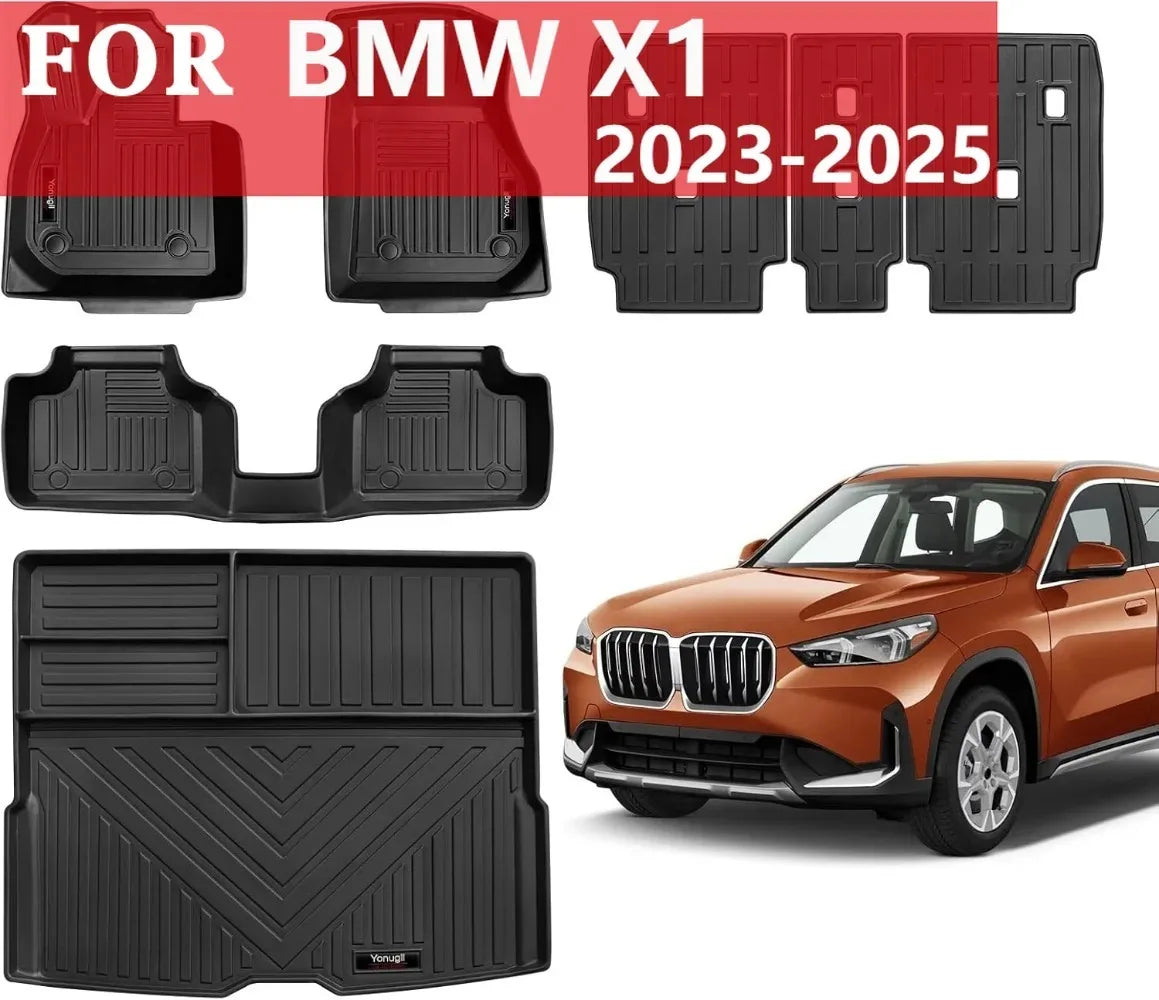 tapis sol noir rayures bmw x1 2023 2025 moderne caoutchouc fibre synthétique tout temps