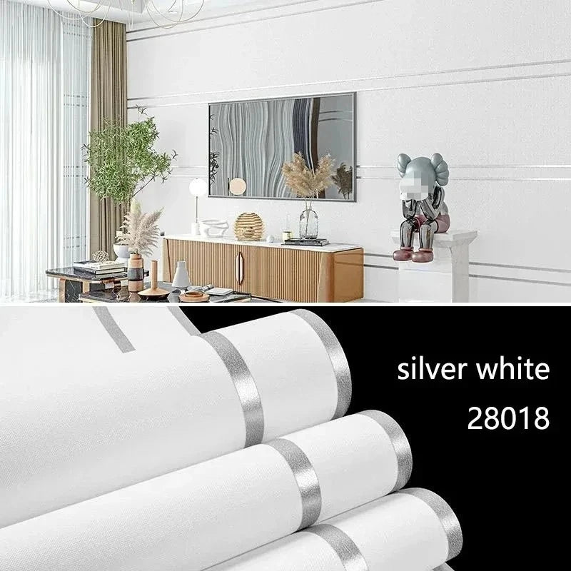 papier peint moderne rayures dorées résistant l'eau sans formaldéhyde gris bleu marron cuisine chambre