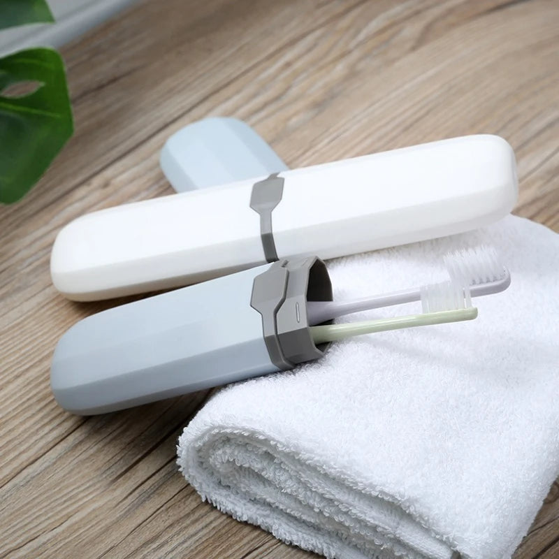 organiseur brosse dents réutilisable étui clip moderne gris blanc bleu clair texture mat portable