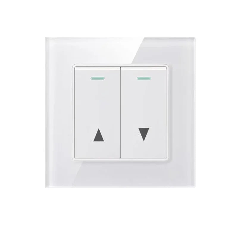 interrupteur rideau blanc gris noir 86mm carré boutons triangles moderne