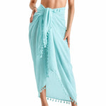sarong élégant boho uni vert rose blanc noir tissu polyester rapide séchage tassel inclusion