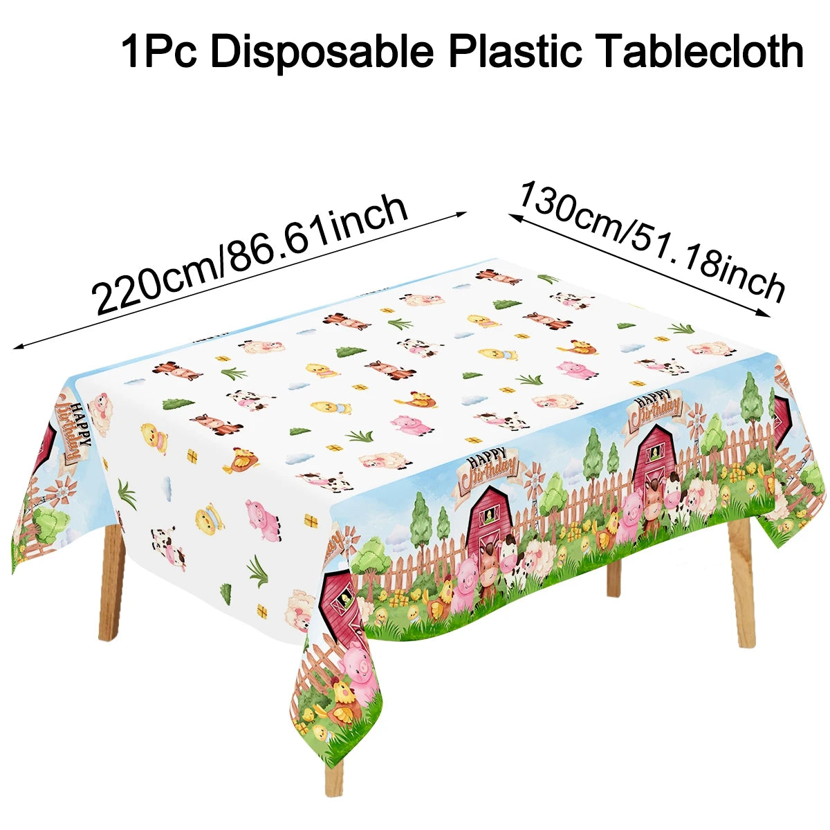 nappe table jetable fête anniversaire animaux ferme thème agricole deco enfants prairie buildings figurines