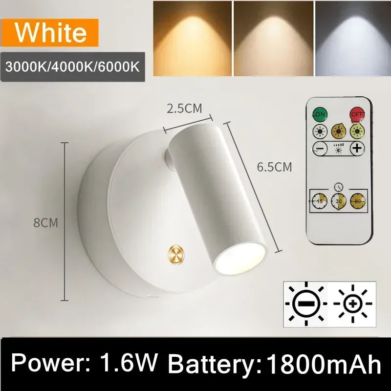 lampe murale rechargeable tactile usb moderne blanc noir télécommande aimant
