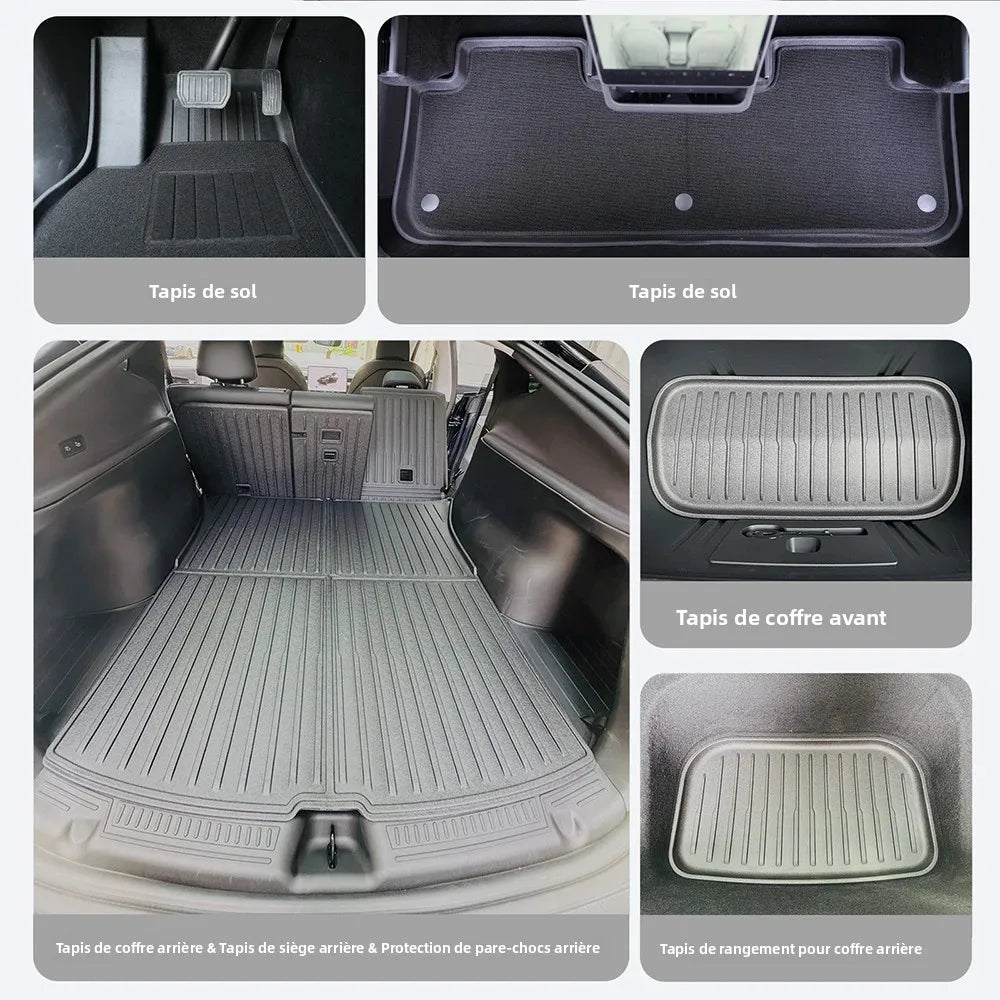 tapis sol coffre protection texture rugueuse tapis conducteur passager arrière moderne noir