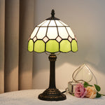 lampe table tiffany verre teinté géométrique vert clair blanc rose pâle bronze opacité moderne