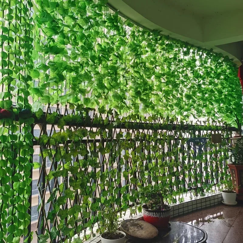 guirlande végétale artificielle feuilles vertes modernes décoration extérieure 26m longueur totale