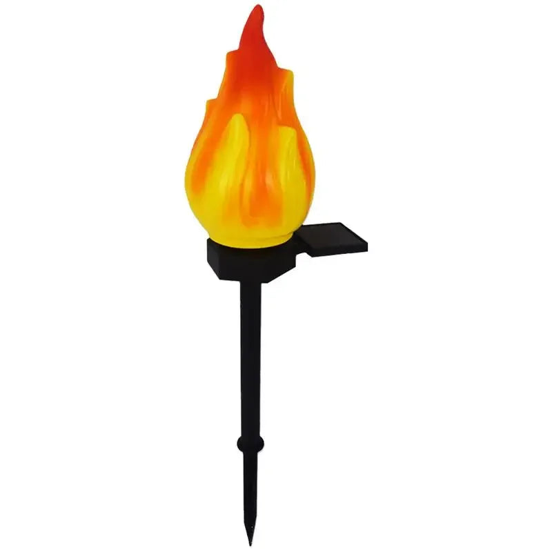 lampe solaire torchon noir orange flamme artificielle moderne piquet inclusionextérieur