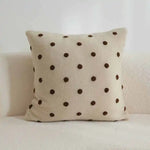 taies d'oreiller modernes beige brodées points blancs coton polyester 45x45cm